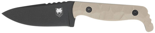 CobraTec Knives CTKPTAN KingPin  EDC 4" Fixed Drop Point Plain Black Powder Coated D2 Steel Blade, 4" Tan Textured G10 Scales Handle UPC: 099654042870