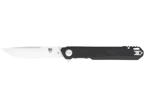 CobraTec Knives CTMONBLK Monarch 3.50" Folding Plain Satin D2 Steel Blade, 4.75" Black G10 Handle