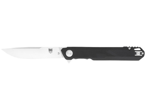 CobraTec Knives CTMONBLK Monarch 3.50" Folding Plain Satin D2 Steel Blade, 4.75" Black G10 Handle