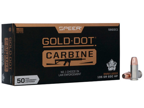 Speer 59GDC1 Gold Dot 9mmLuger 135gr Hollow Point 50 Per Box/20 Case