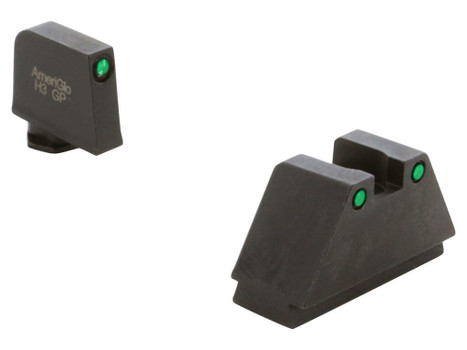 AmeriGlo GL815 Optic Compatible Sight Set for Glock 3XL Tall Green Tritium Black Outline Front Sight-Green Tritium Black Outline Rear Sight