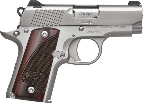 Kimber Mfg.,inc 3300207 Micro Stainless Rosewood NS 380 ACP 7+1 2.75" Stainless Steel Slide Satin Silver Smooth/Checkered Rosewood Grip                                                                 