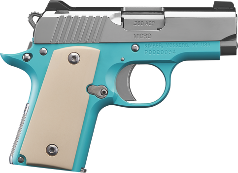 Kimber Mfg.,inc 3300210 Micro Bel Air NS 380 ACP 2.75" Ramped Barrel Stainless Steel Slide Bel Air Blue Mirror-Polished Ivory Micarta Grip                                                              