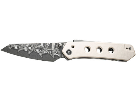 Civivi Knives C22036-DS1 Vision FG 3.54" Folding Reverse Tanto Plain Damascus Blade, Ivory G10 Handle