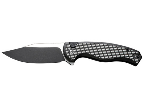 Civivi Knives C23040B-1 Stormhowl 3.30" Folding Clip Point Plain Black Stonewashed Nitro-V Steel Blade, Milled Black Aluminum Handle