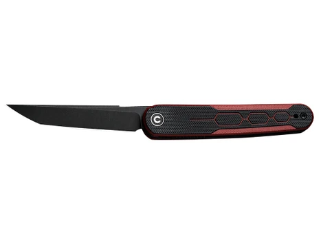 Civivi Knives C23015-1 KwaiQ 2.97" Folding Plain Black Stonewashed Nitro-V Steel Blade, Black/Burgundy Textured G10 Handle