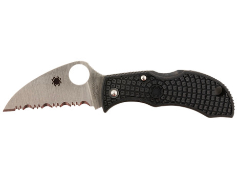 Spyderco MBKWSB Manbug 1.91" Folding Wharncliffe Serrated Non-Reflective Black TiCN VG-10 SS Blade, Black Textured FRN Handle