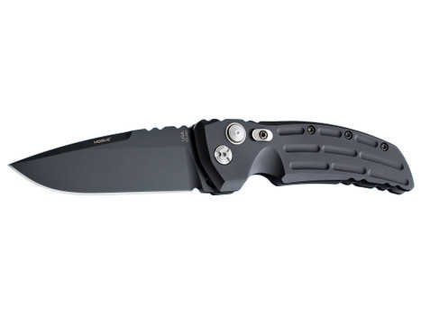 Hogue 34110 EX-A01 4" Folding Drop Point Plain Black Cerakote 154CM SS Blade/Matte Black w/Fluted texture Aluminum Handle