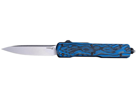 Hogue 34873 Counterstrike 3.35" OTF Drop Point Plain Stone Tumbled CPM 20V SS Blade, G-Mascus Blue Aluminum/G10 Handle