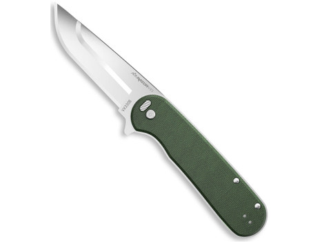 Outdoor Edge VX330B Razor VX3 EDC 3" Folding Drop Point Plain Satin 420J2 SS Blade, Green Micarta Handle