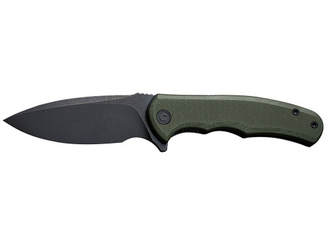 Civivi Knives C18026C-1 Praxis Mini 2.98" Folding Drop Point Plain Black Stonewashed D2 Steel Blade, OD Green Textured G10 Handle