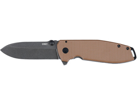 CRKT 2495B SQUID XM 2.95" Folding Drop Point Plain Stonewashed D2 Steel Blade, Brown Textured G10/SS Handle