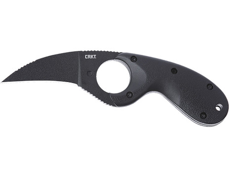 CRKT 2516K Bear Claw 2.39" Fixed Hawkbill Plain Black Powder Coated AUS-8A SS Blade, Black Textured GRN Handle