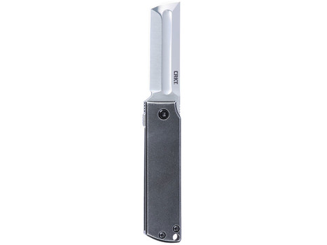CRKT 5915 MinimalX EDC 2.19" Folding Modified Tanto Plain Satin 12C27 Sandvik Blade, Stonewashed Stainless Steel Handle