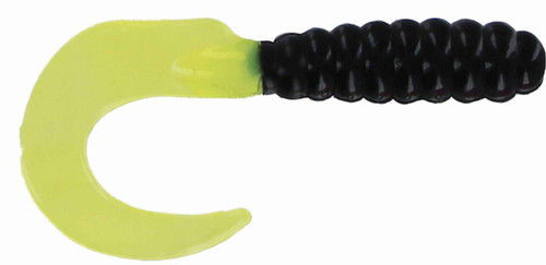 BB 2" CURL TAIL GRUB BLK/CHRT 100PK UPC: 805104026204