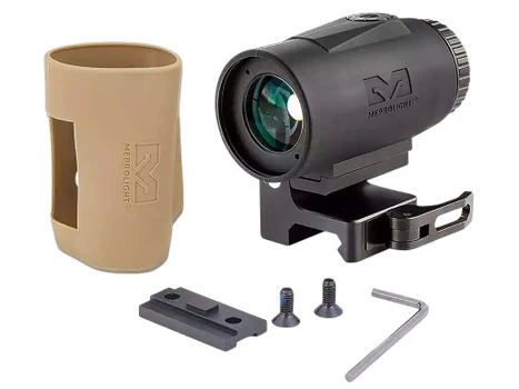 Meprolight USA 8016000200 MMX4 Micro Magnifier Black 4x24mm Picatinny Rail Mount, Includes Side Flip Mount