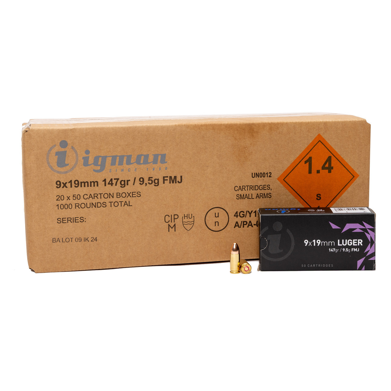 Igman 9x19mm 147 grain FMJ 1000RD Case UPC: 3877002037214