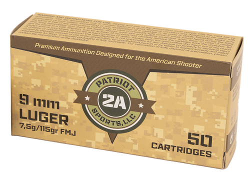 9mm Ammo - Patriot Sports Luger FMJ Patriot Sports Luger FMJ Ammo