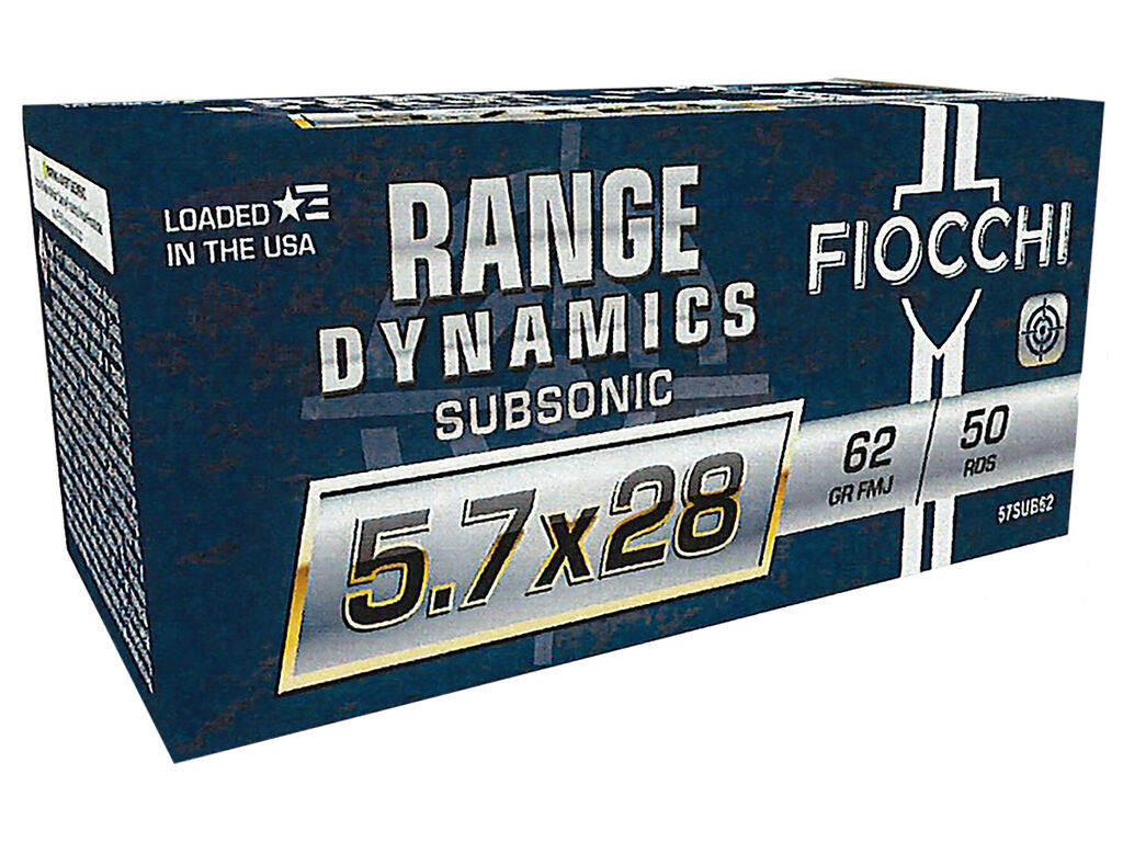 5.7x28mm Ammo - Fiocchi Range Dynamics Subsonic Case FMJ Fiocchi Range Dynamics Subsonic Case FMJ Ammo