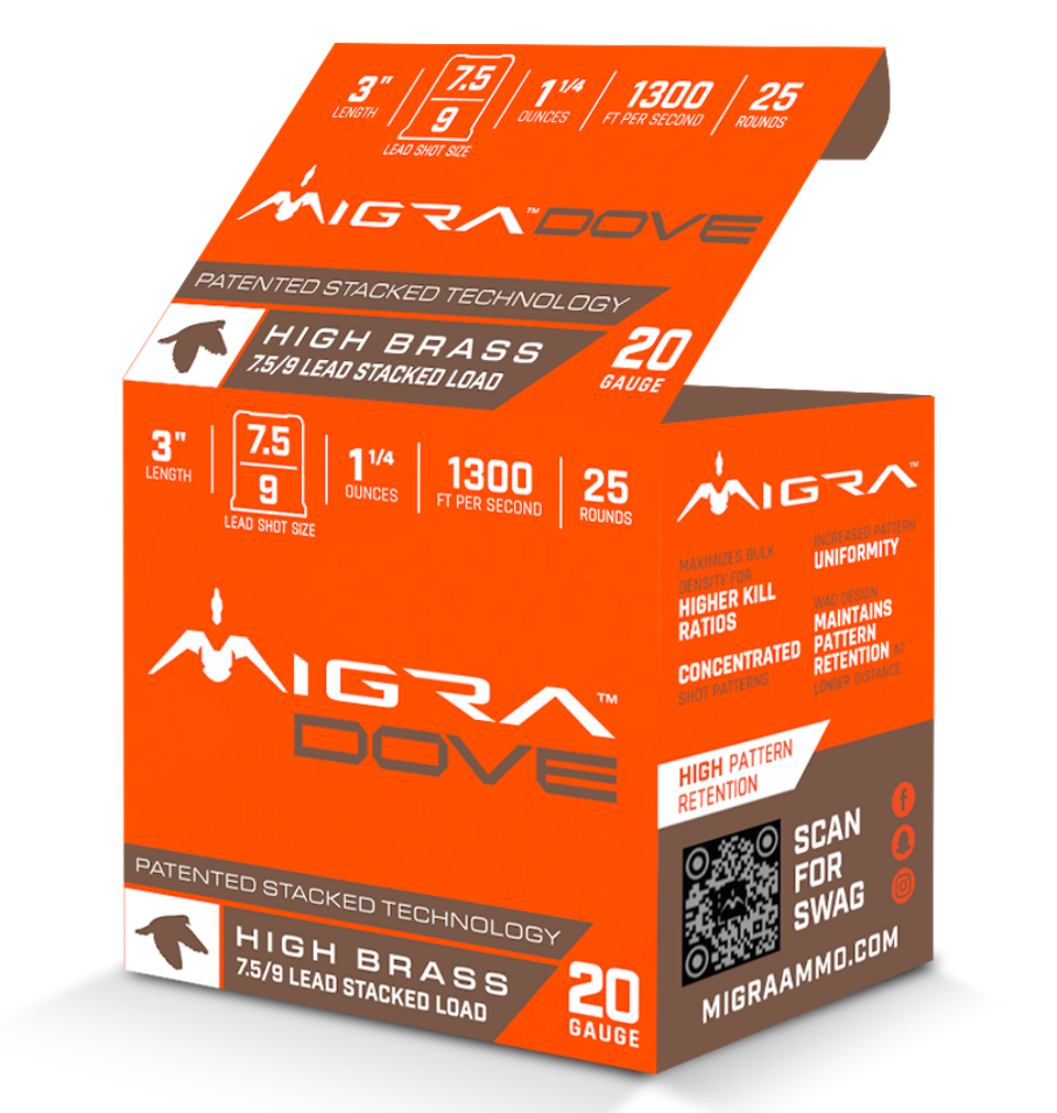 20 Gauge Ammo - Migra Ammos Dove Case 1-1/4oz Migras Dove Case 1-1/4oz Ammo