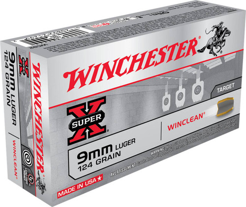 Winchester Super-X Standard Velocity Centerfire Luger WinClean Brass Enclosed Base Cartridge Ammo