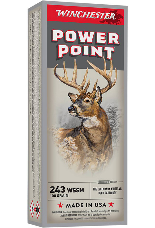 243 WSSM Ammo - Winchester Power-Point Hyper Velocity Centerfire Ammo Power Point Cartridge Winchester Power-Point Hyper Velocity Centerfire Power Point Cartridge Ammo