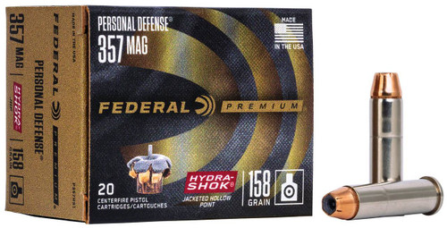 Federal Premium Personal Defense High Velocity Centerfire Magnum Hydra-Shok Cartridge JHP Ammo