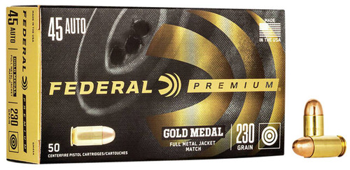 45 ACP/Auto Ammo - Federal Premium Gold Medal FMJ Federal Premium Gold Medal FMJ Ammo