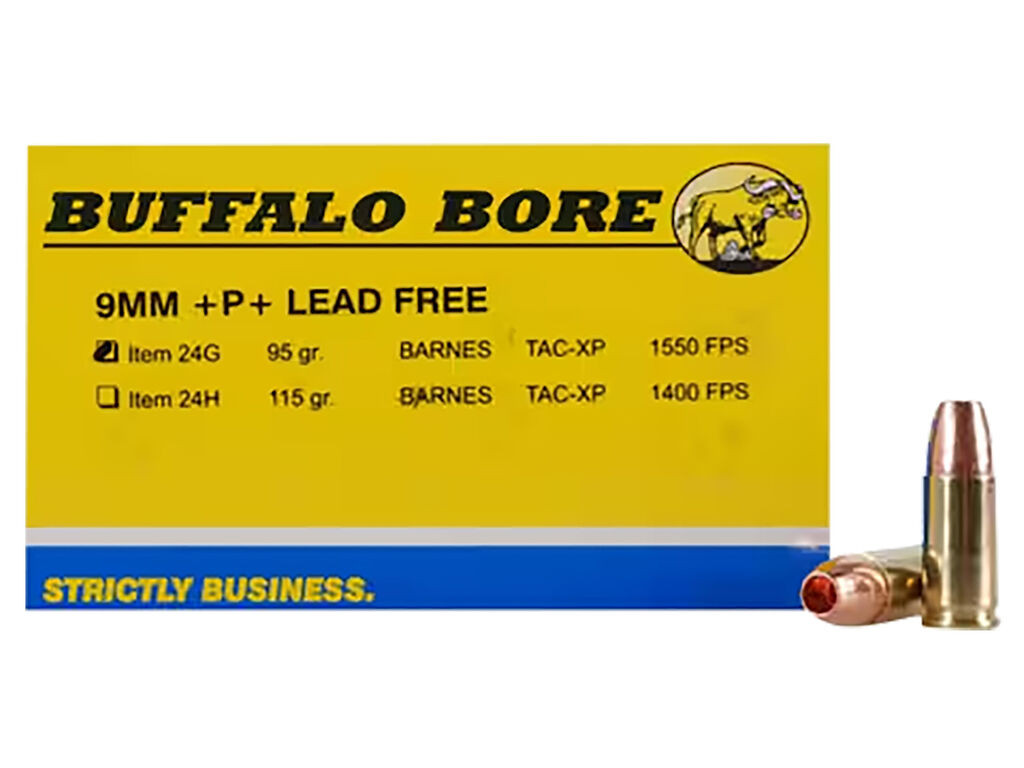 9mm Ammo - Buffalo Bore Ammo 24G20 Buffalo-Barnes Strictly Business Barnes TAC-XP Lead Free Case Buffalo Bore 24G20 Buffalo-Barnes Strictly Business Barnes TAC-XP Lead Free Case Ammo