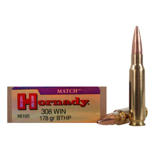 Hornady Match Hyper Velocity Centerfire Boat Tail Cartridge HP Ammo