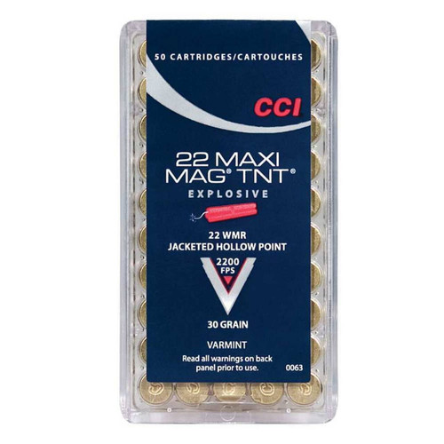 22 WMR Ammo - CCI Varmint Maxi-Mag Hyper Velocity Ammo JHP Cartridge TNT CCI Varmint Maxi-Mag Hyper Velocity JHP Cartridge TNT Ammo