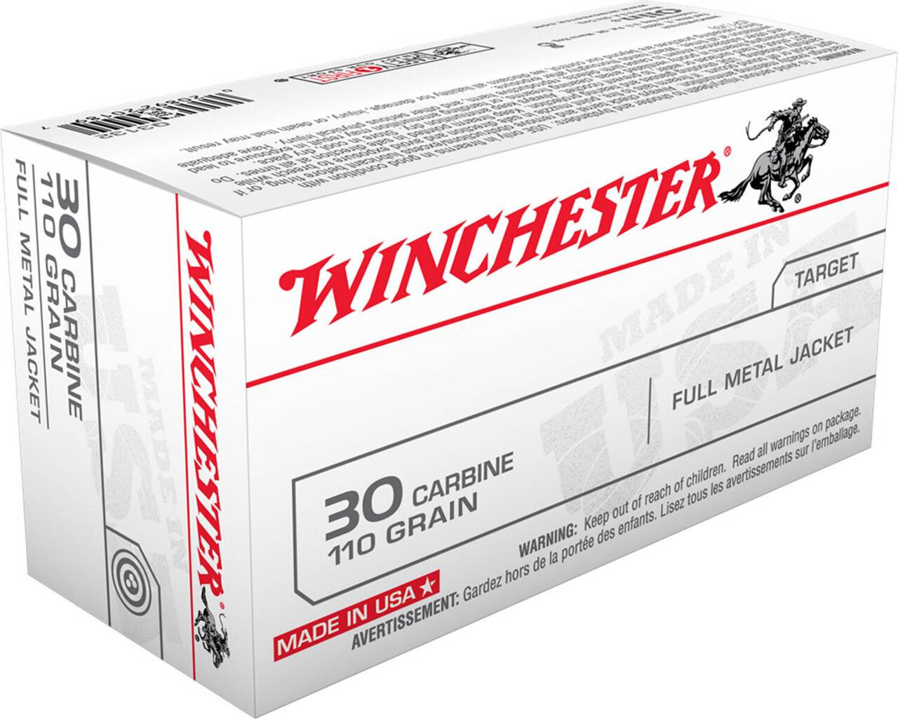 Winchester USA White Hyper Velocity Centerfire Cartridge FMJ Ammo