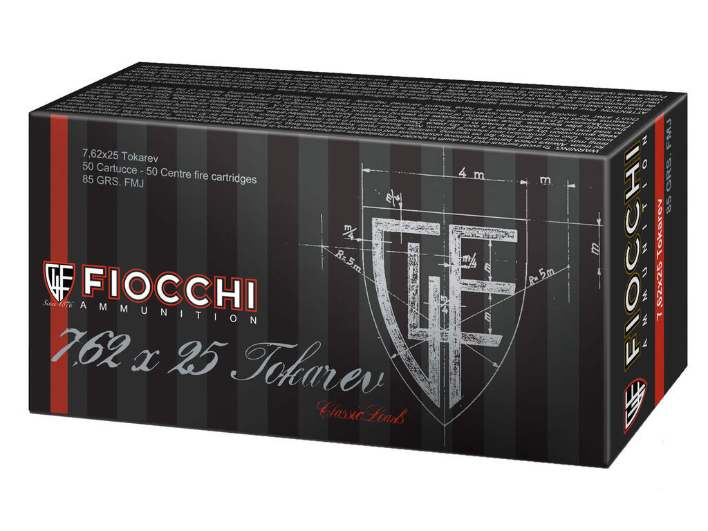 7.62x25mm Tokarev Ammo - Fiocchi Heritage Case FMJ Fiocchi Heritage Case FMJ Ammo