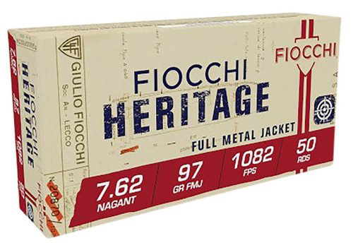 7.62x38 Nagant Ammo - Fiocchi Heritage Standard Velocity Centerfire Ammo Cartridge FMJ Fiocchi Heritage Standard Velocity Centerfire Cartridge FMJ Ammo