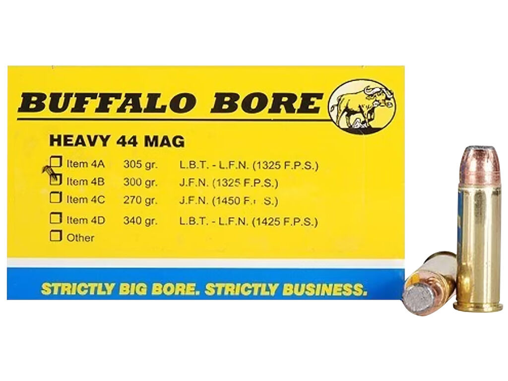 44 Mag Ammo - Buffalo Bore Ammo Heavy Strictly Business Semi Jacketed Flat Point Case Buffalo Bore Heavy Strictly Business Semi Jacketed Flat Point Case Ammo