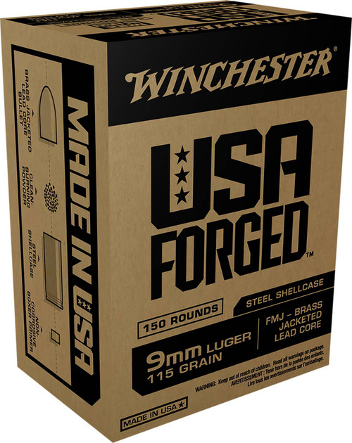 Winchester USA Forged Standard Velocity Centerfire Luger Cartridge FMJ Ammo