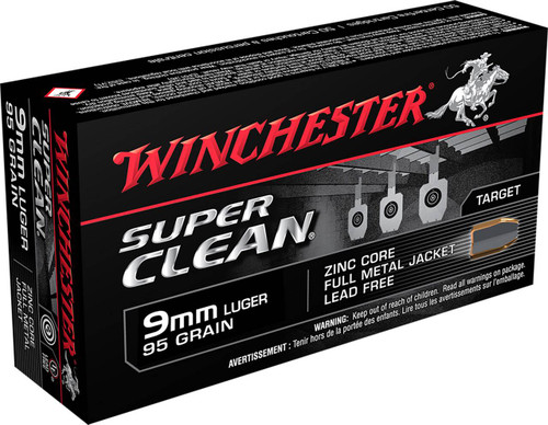 Winchester Super Clean High Velocity Centerfire Luger Lead Free Cartridge FMJ Ammo