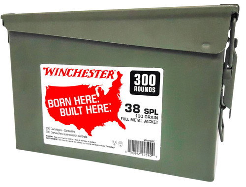 Winchester Born Here Built Subsonic Centerfire Cartridge CanTin FMJ Ammo