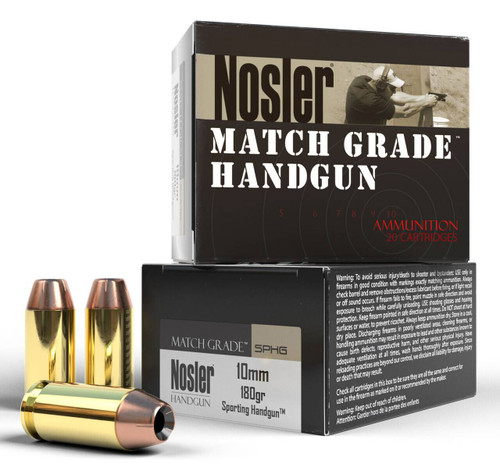 Nosler Match Grade Standard Velocity Centerfire Cartridge JHP Ammo