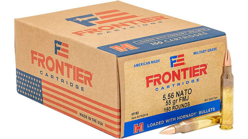 5.56 NATO Ammo - Hornady Frontier Hyper Velocity Centerfire Ammo X Cartridge FMJ Hornady Frontier Hyper Velocity Centerfire X Cartridge FMJ Ammo