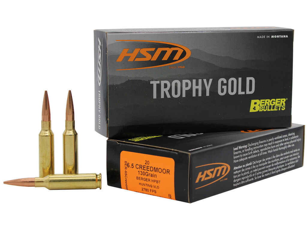 6.5mm Creedmoor Ammo - HSM Trophy Gold Extended Range Berger Hunting VLD Match Case HSM Trophy Gold Extended Range Berger Hunting VLD Match Case Ammo