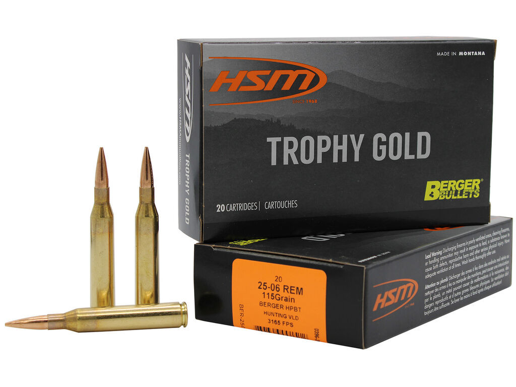 HSM Trophy Gold Extended Range Berger Hunting VLD Match Case Ammo