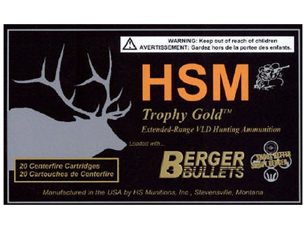 300 H&H Ammo - HSM Trophy Gold Extended Range Mag Berger Hunting VLD Match Case HSM Trophy Gold Extended Range Mag Berger Hunting VLD Match Case Ammo