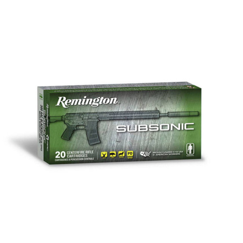 Remington Subsonic Centerfire Open Tip Flat Base Cartridge Ammo