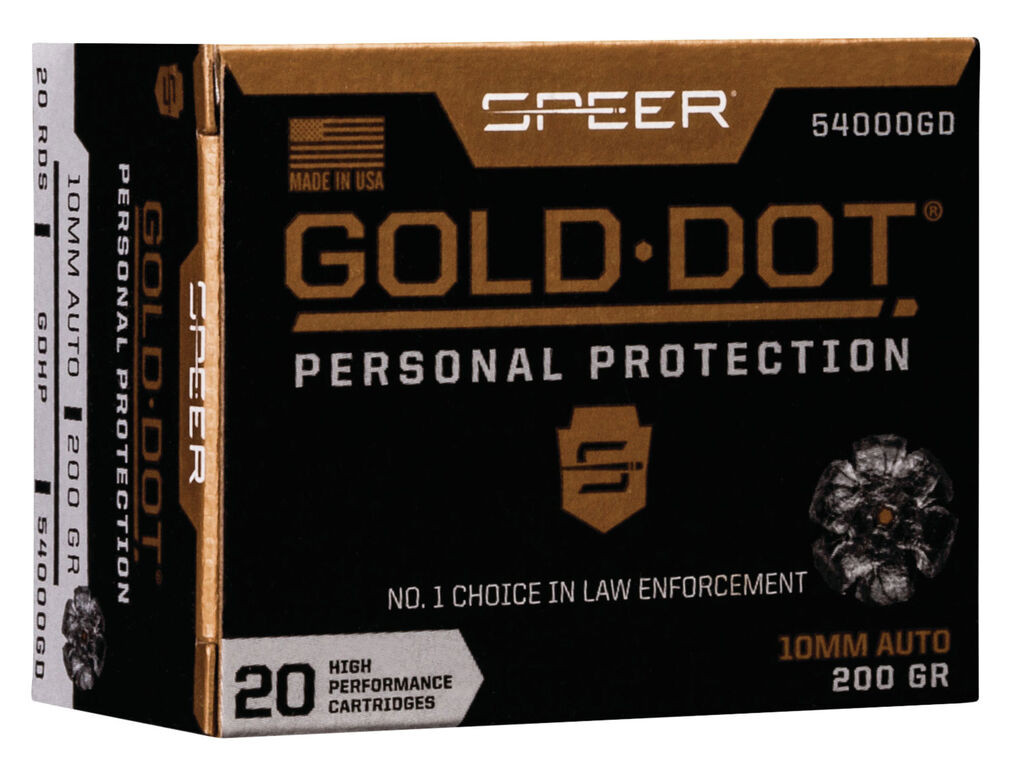 10mm Auto Ammo - Speer Gold Dot Personal Protection Case HP Speer Gold Dot Personal Protection Case HP Ammo