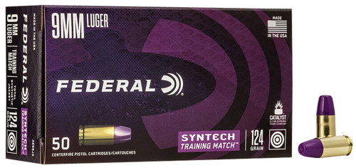 Federal Syntech Standard Velocity Centerfire Luger Total Jacket Flat Nose Ammo