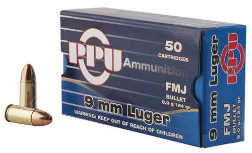9mm Ammo - PPU Luger FMJ PPU Luger FMJ Ammo