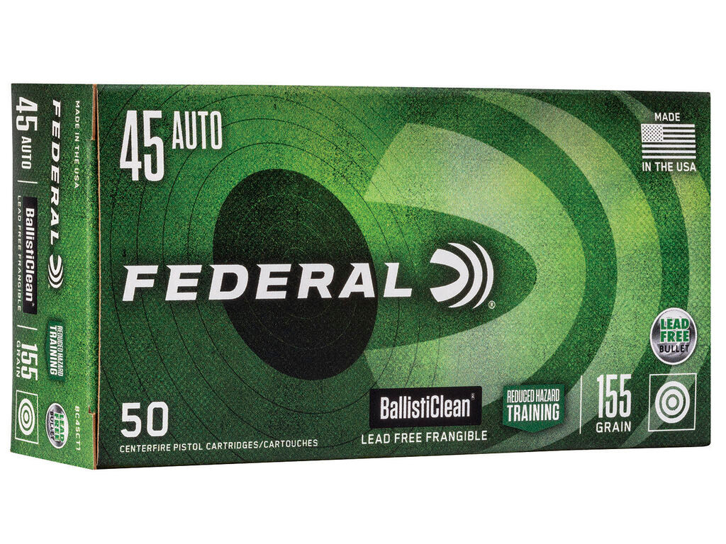 45 ACP/Auto Ammo - Federal BallistiClean Reduced Hazard Training Lead Free Frangible Case Federal BallistiClean Reduced Hazard Training Lead Free Frangible Case Ammo