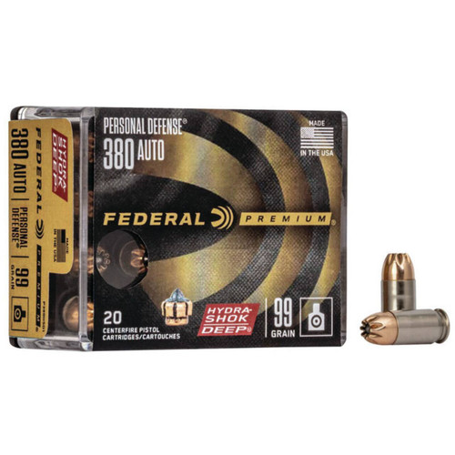 Federal Premium Personal Defense Subsonic Centerfire ACP Hydra-Shok Deep Cartridge HP Ammo