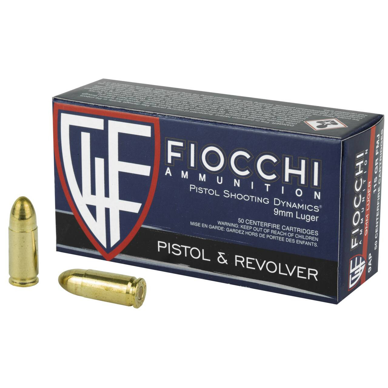 9mm Ammo - Fiocchi Shooting Dynamics High Velocity Centerfire Ammo Luger Cartridge FMJ Fiocchi Shooting Dynamics High Velocity Centerfire Luger Cartridge FMJ Ammo